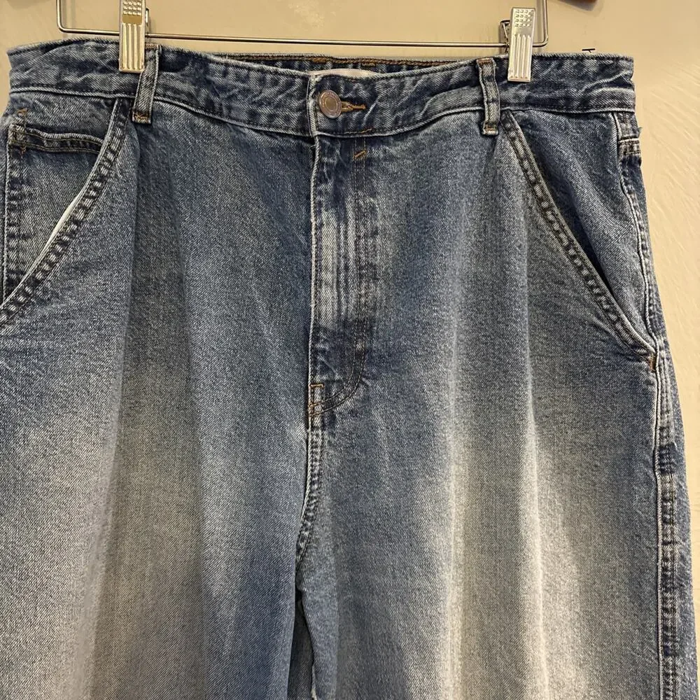 Pull&Bear Wide‎ Leg High Rise Jeans Size 10 Boho Lived in Baggy 36x30 Streetwear